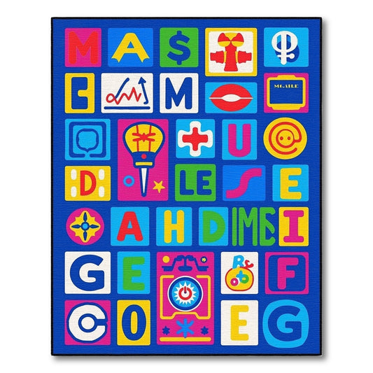 Bright Alphabetic Pop Art Squares Rug