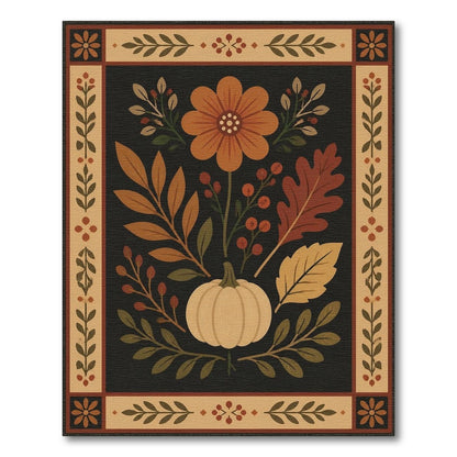 Autumn Pumpkin Floral Area Rug