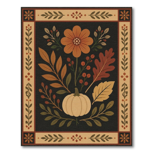 Autumn Pumpkin Floral Area Rug