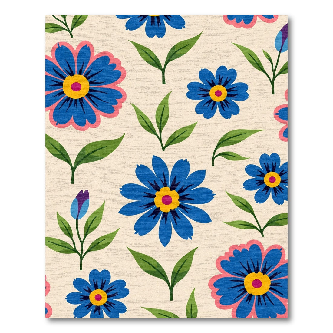 Delicate Blue Floral Bloom Rug