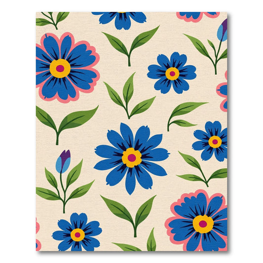 Delicate Blue Floral Bloom Rug