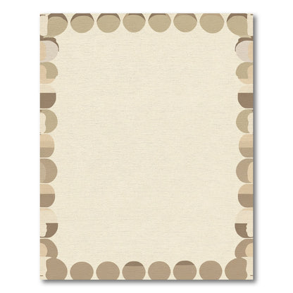 Neutral Earth Tone Circle Border Rug