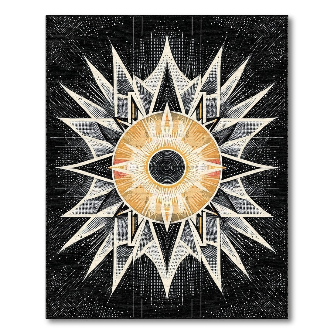 Black White Geometric Starburst Geometric Modern Area Rug