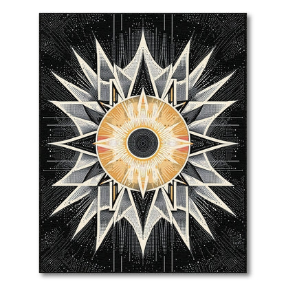 Black White Geometric Starburst Geometric Modern Area Rug