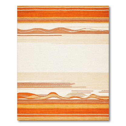 Orange Geometric Wave Striped Area Rug