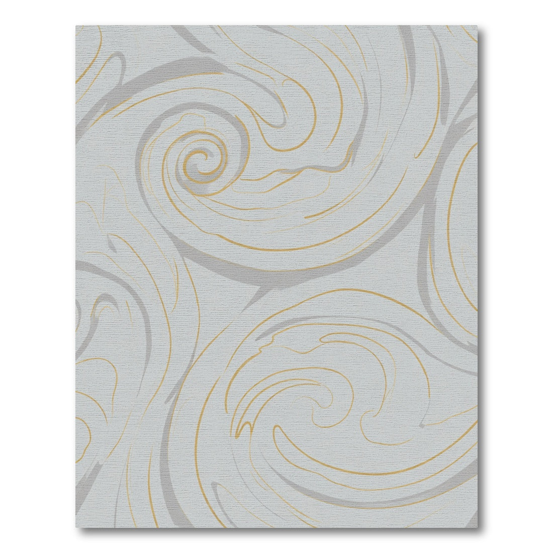 Soft Gray Swirls with Golden Lines Rug