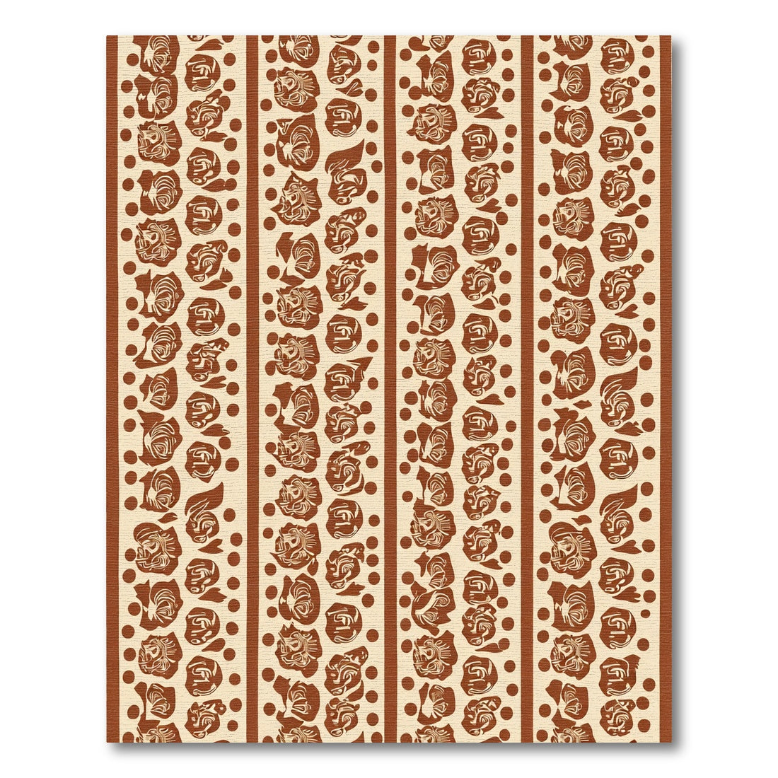 Brown Floral Stripe Dots Rug