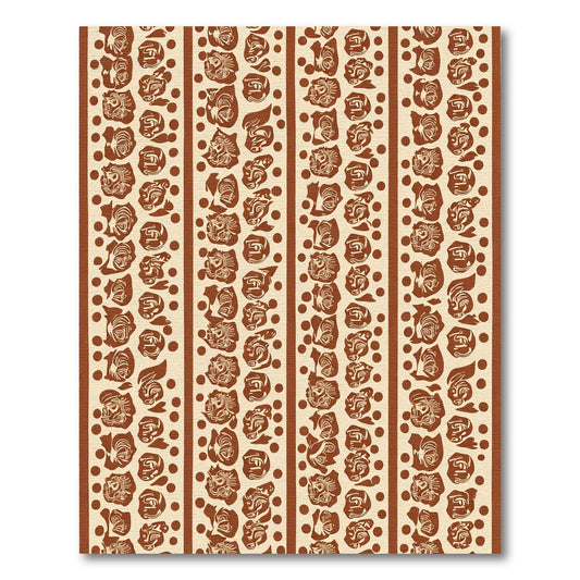 Brown Floral Stripe Dots Rug