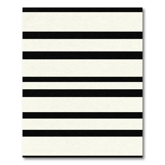 Bold Black Cream Horizontal Stripes Rug