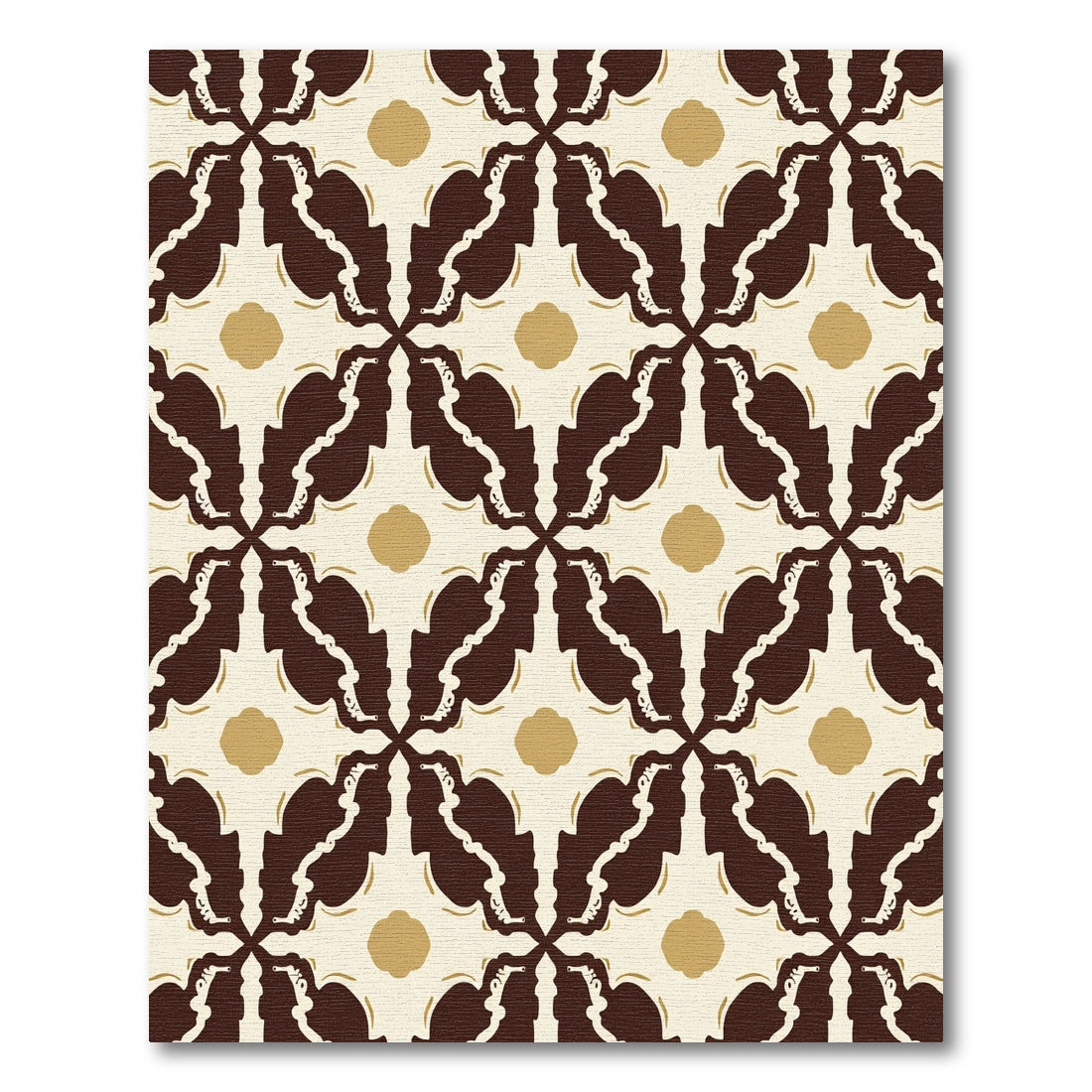 Brown Cream Quatrefoil Floral Accents Rug