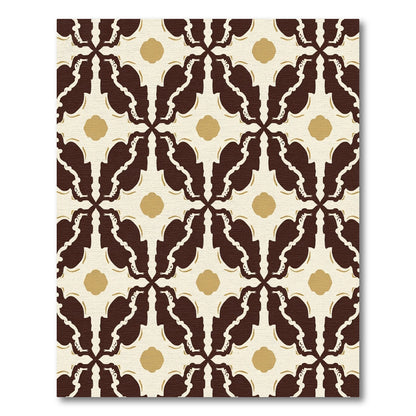 Brown Cream Quatrefoil Floral Accents Rug