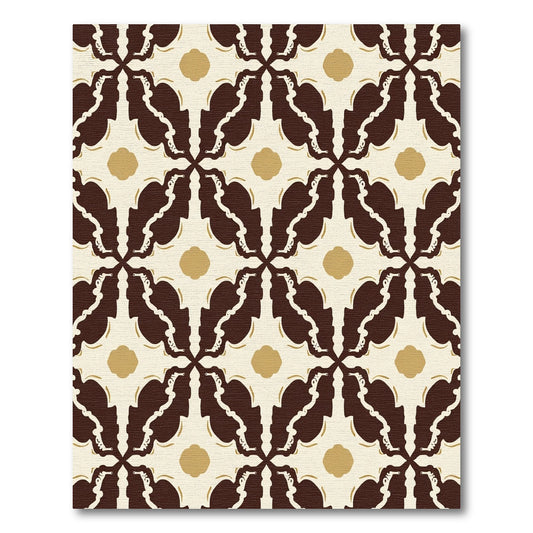 Brown Cream Quatrefoil Floral Accents Rug