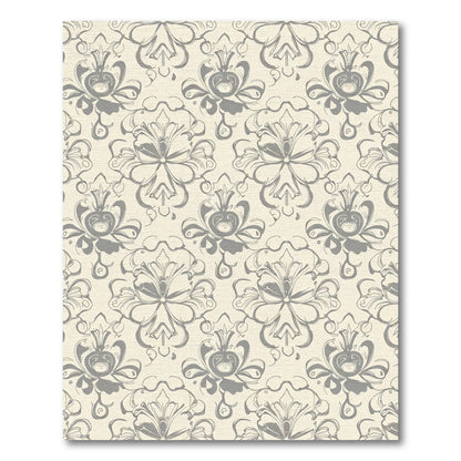 Cream Gray Baroque Floral Scroll Rug
