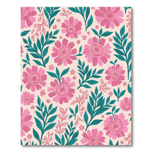 Charming Pink Floral Garland Swirl Rug