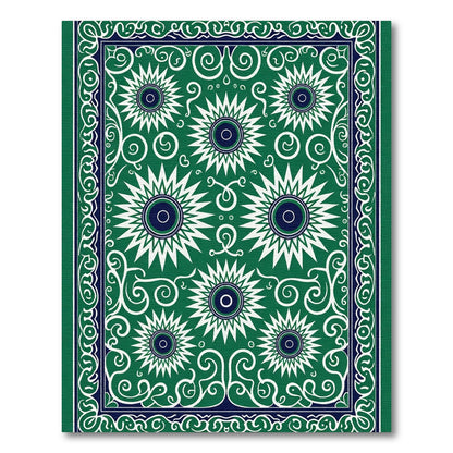 Emerald Green Sunburst Floral Medallion Rug