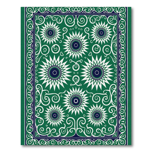 Emerald Green Sunburst Floral Medallion Rug