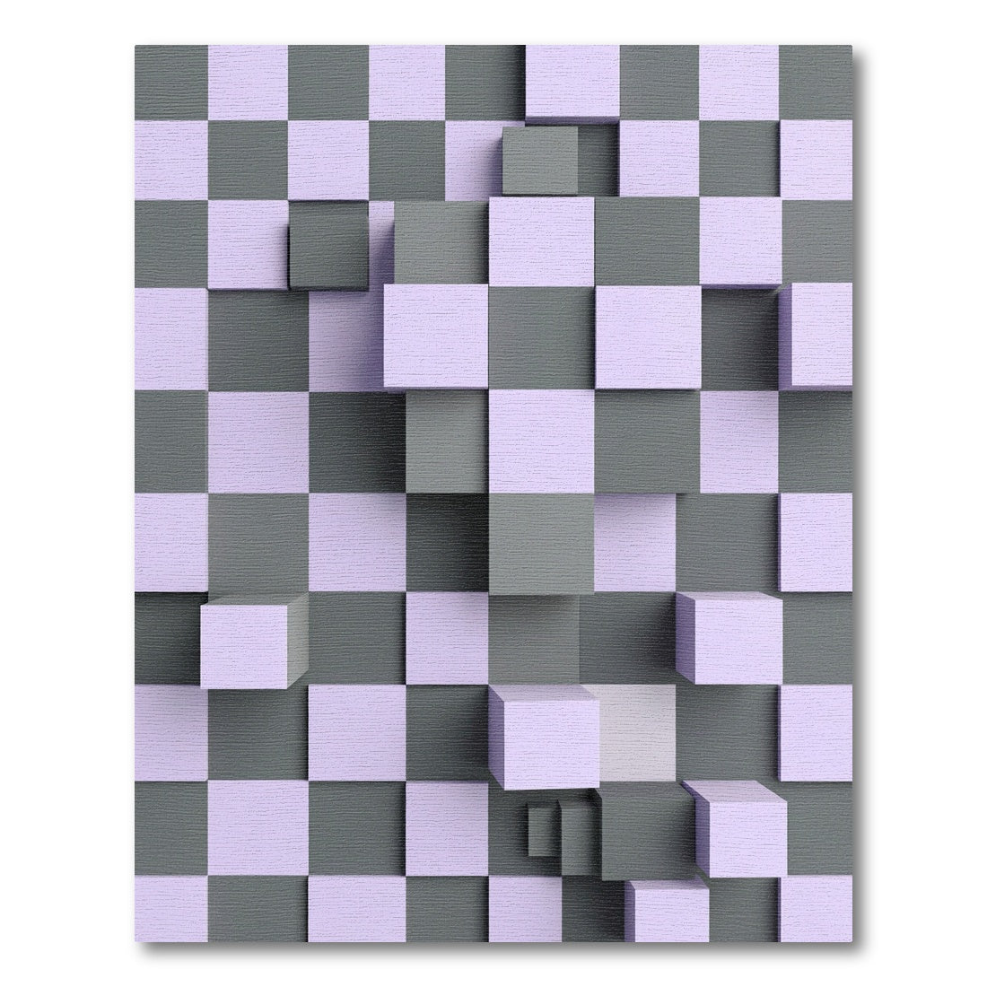 Soft Lavender Gray Cubic Grid Rug