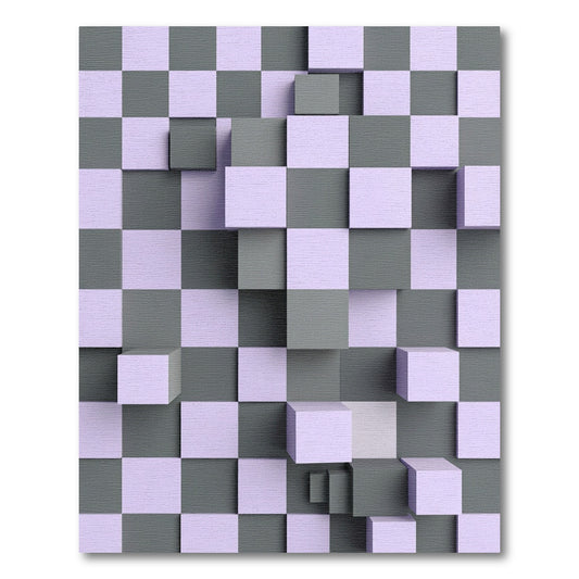 Soft Lavender Gray Cubic Grid Rug