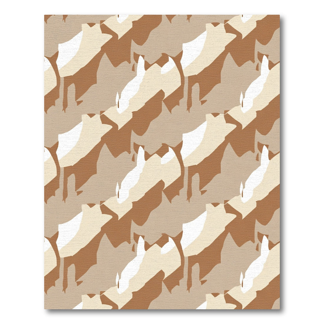 Abstract Camouflage Terracotta Cream Shapes Rug