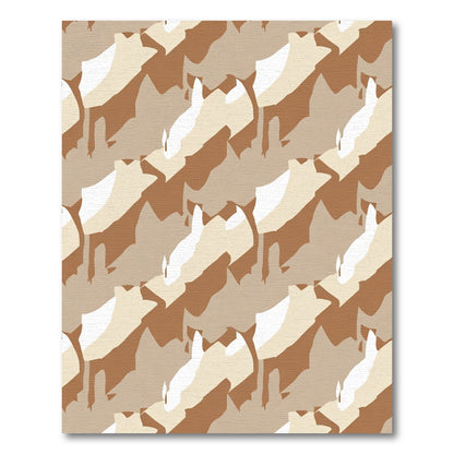 Abstract Camouflage Terracotta Cream Shapes Rug
