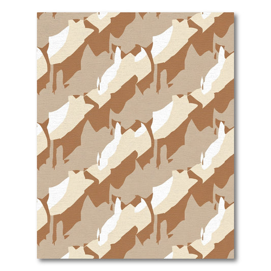 Abstract Camouflage Terracotta Cream Shapes Rug