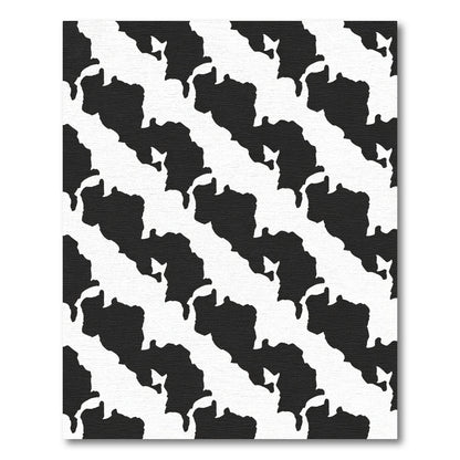 Diagonal Black White Abstract Organic Shapes Rug
