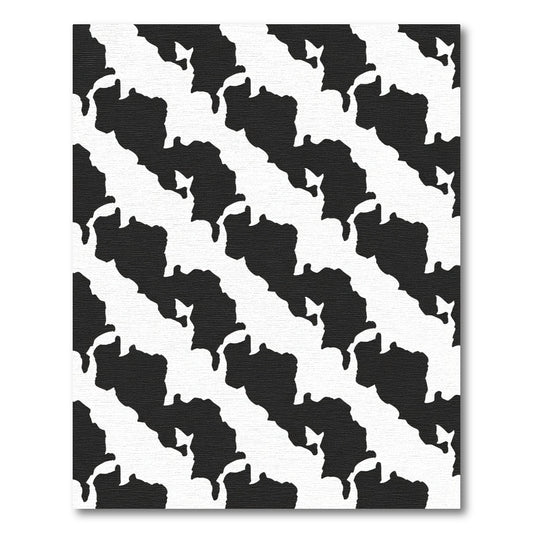 Diagonal Black White Abstract Organic Shapes Rug