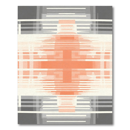 Orange Gray Abstract Geometric Stripes Rug