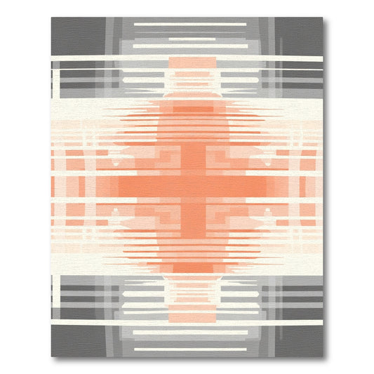 Orange Gray Abstract Geometric Stripes Rug