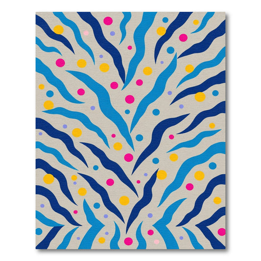 Abstract Blue Swirls Dots Rug