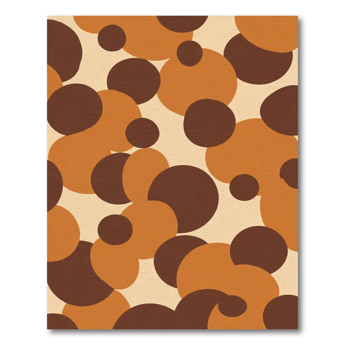 Retro Ochre Brown Circle Composition Rug