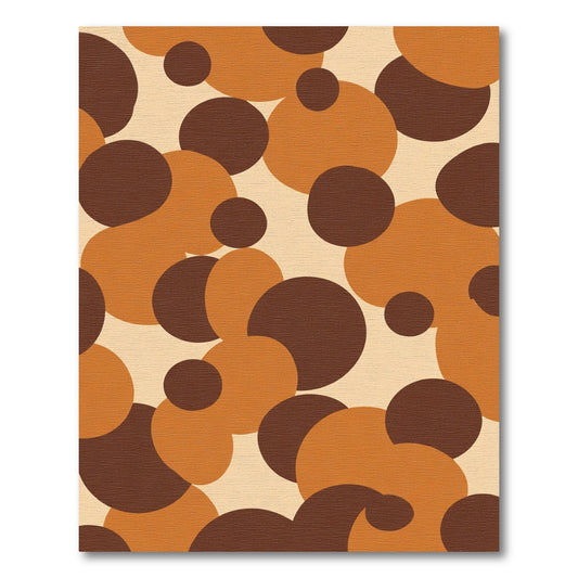 Retro Ochre Brown Circle Composition Rug