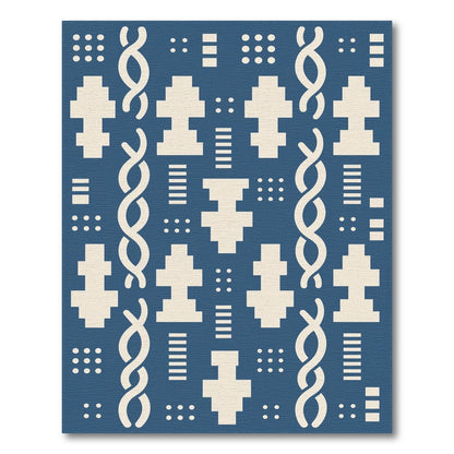 Blue Geometric Helix Area Rug