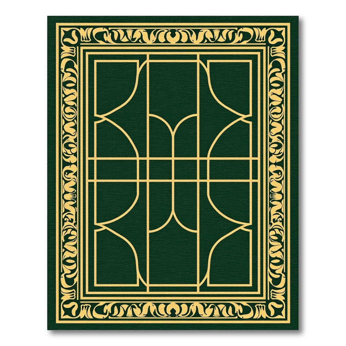 Emerald Gold Art Deco Geometric Rug