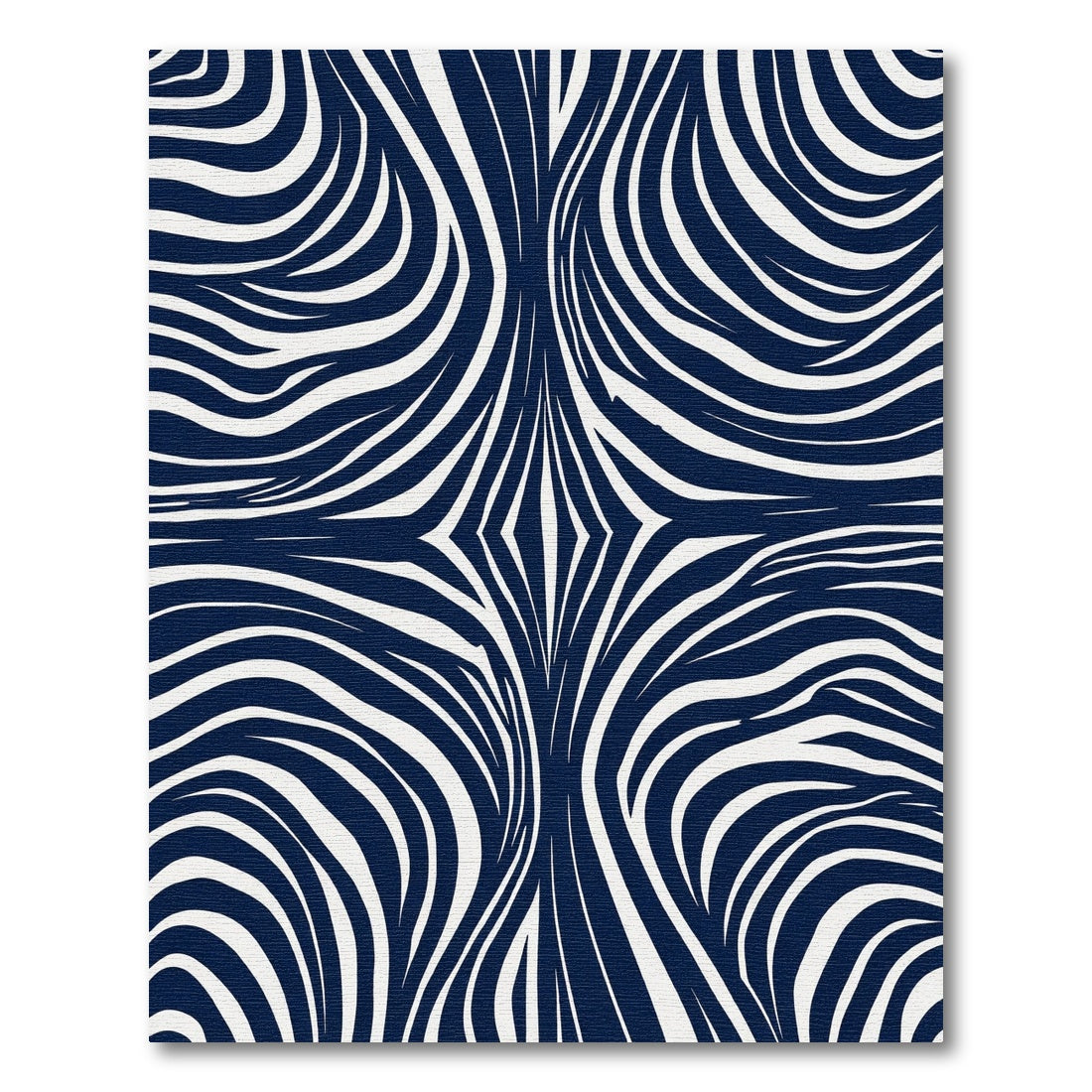 Navy White Zebra Stripe Abstract Rug
