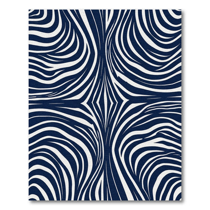 Navy White Zebra Stripe Abstract Rug