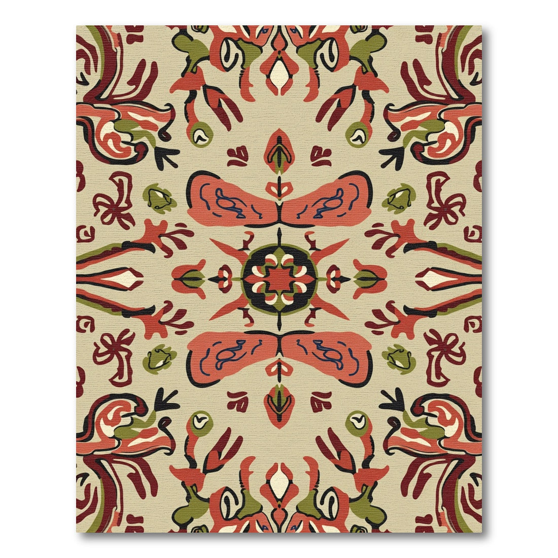 Terracotta Olive Floral Medallion Splash Rug