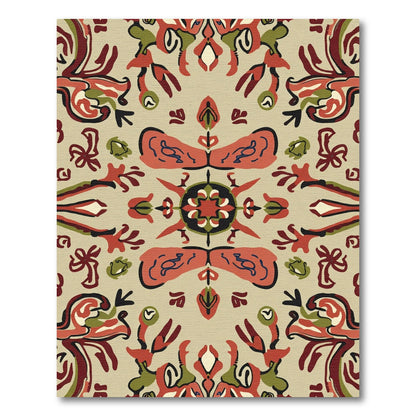 Terracotta Olive Floral Medallion Splash Rug
