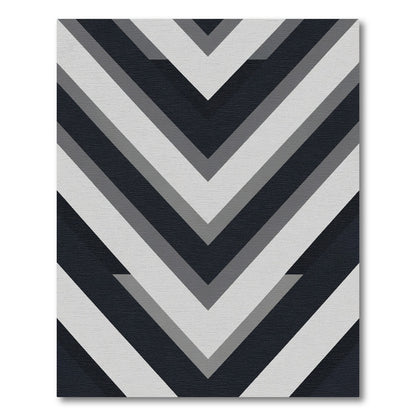 Modern Charcoal Gray Chevron Stripe Rug