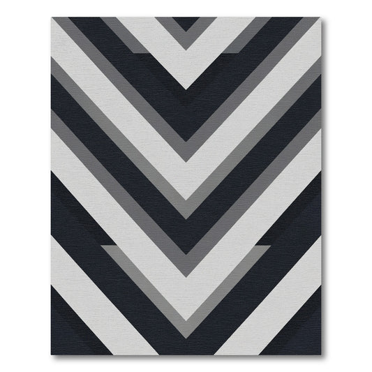 Modern Charcoal Gray Chevron Stripe Rug