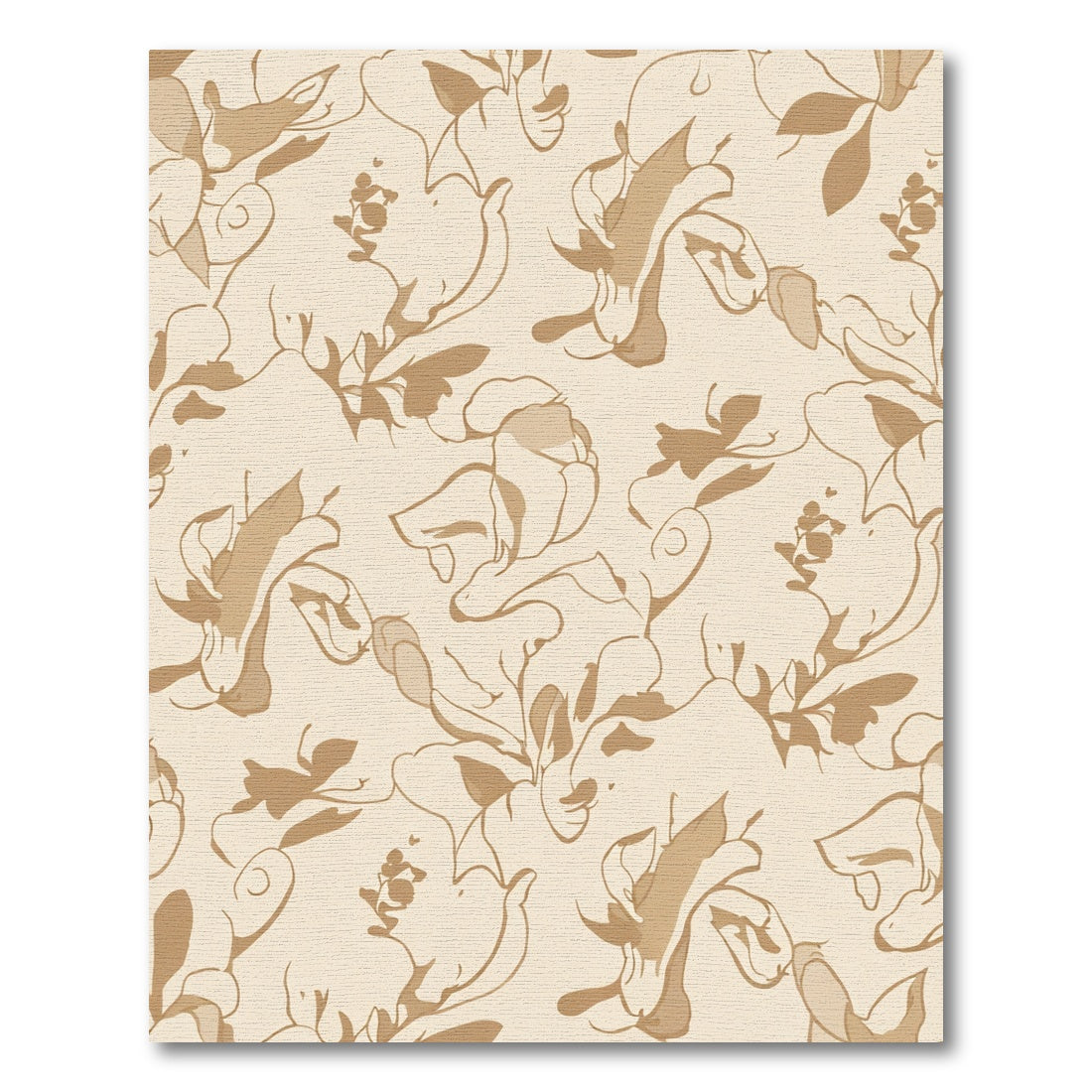 Earthy Tan Sketchy Floral Vines Rug