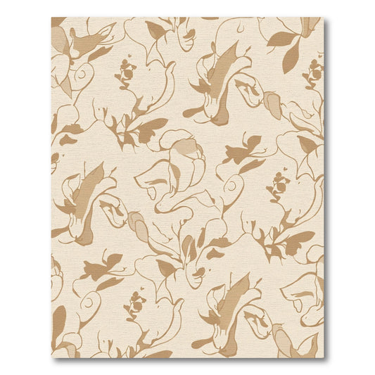 Earthy Tan Sketchy Floral Vines Rug