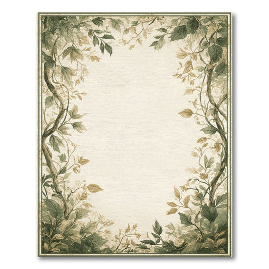 Green Leafy Vine Border Area Rug