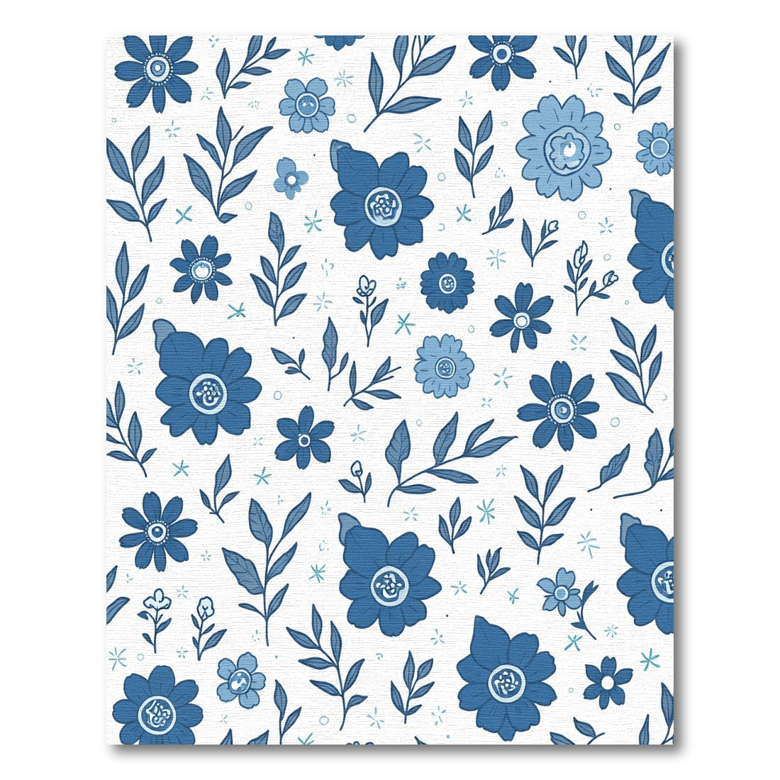Blue Floral Grove Leaves Rug
