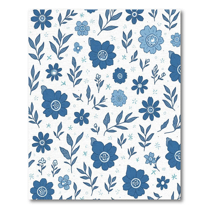 Blue Floral Grove Leaves Rug