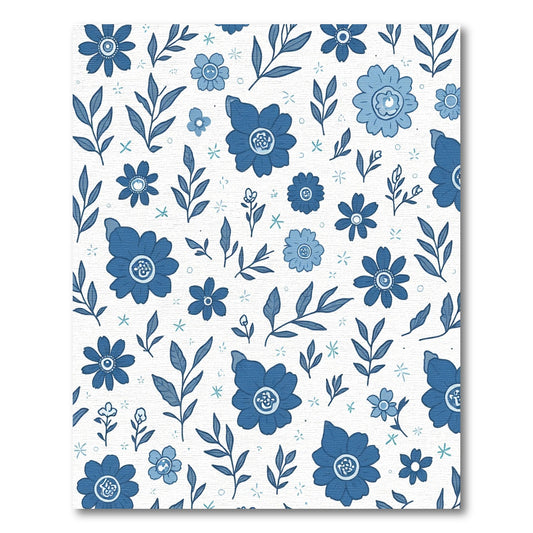 Blue Floral Grove Leaves Rug
