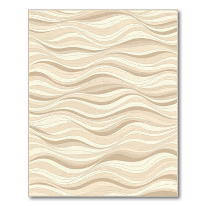 Beige Wavy Abstract Area Rug