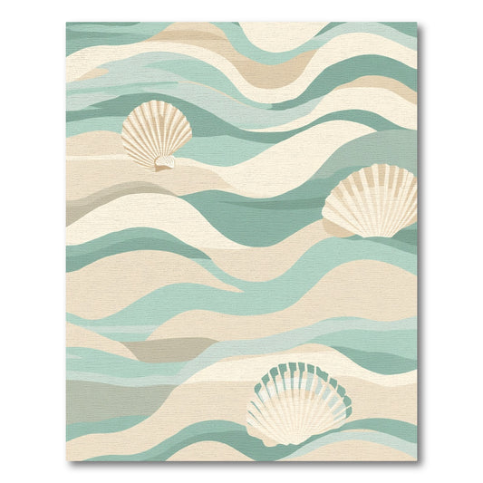 Coastal Seashell Wave Landscape Rug