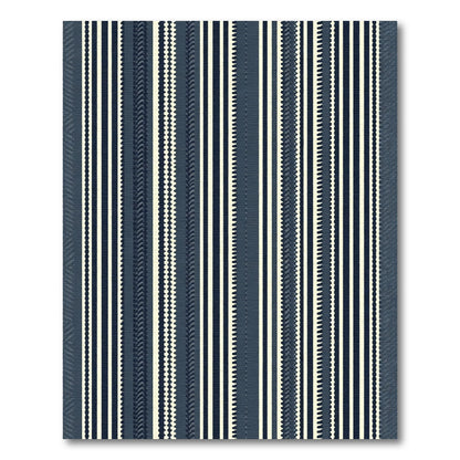 Navy Cream Vertical Stripe Collection Rug