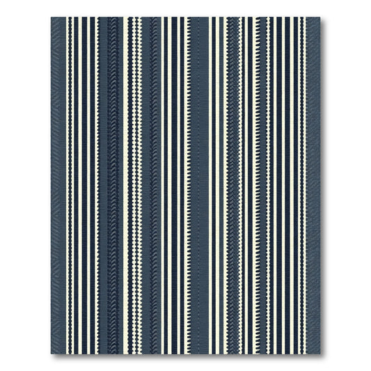 Navy Cream Vertical Stripe Collection Rug